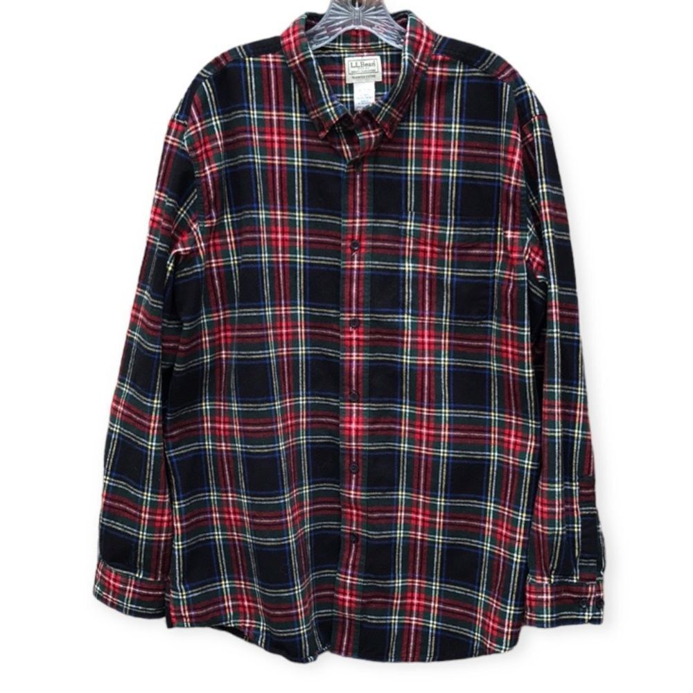 L.L. Bean Plaid Flannel Shirt Slightly Fitted sz XL